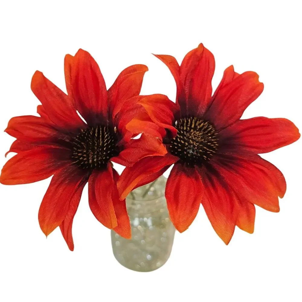 Red Orange Artificial Silk Daisy Flower Lot of 40 Stems Fall Floral Craft Decor